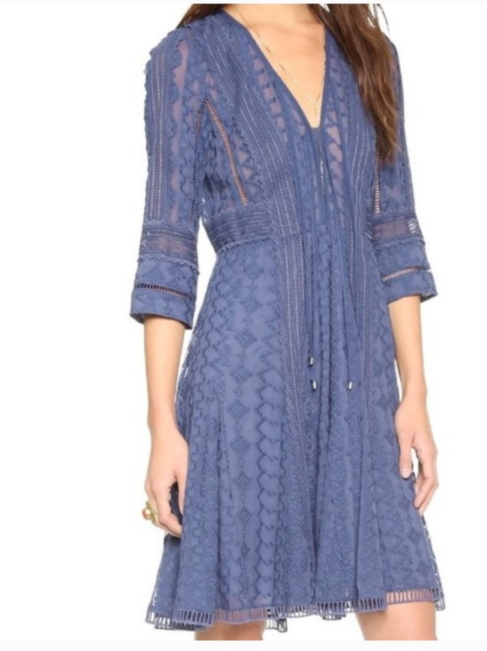 Rebecca Taylor Silk Embroidered Lace Midi Dress